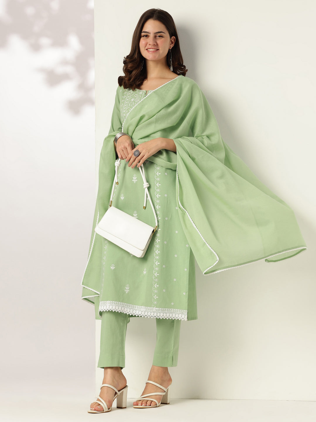 Janasya Light Cotton Embroidered Straight Kurta Set - Distacart