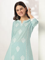 Thumbnail for Janasya Light Cotton Embroidered Straight Kurta Set