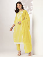 Thumbnail for Janasya Light Cotton Embroidered Straight Kurta Set
