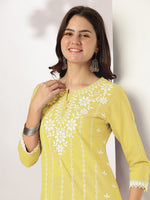 Thumbnail for Janasya Light Cotton Embroidered Straight Kurta Set