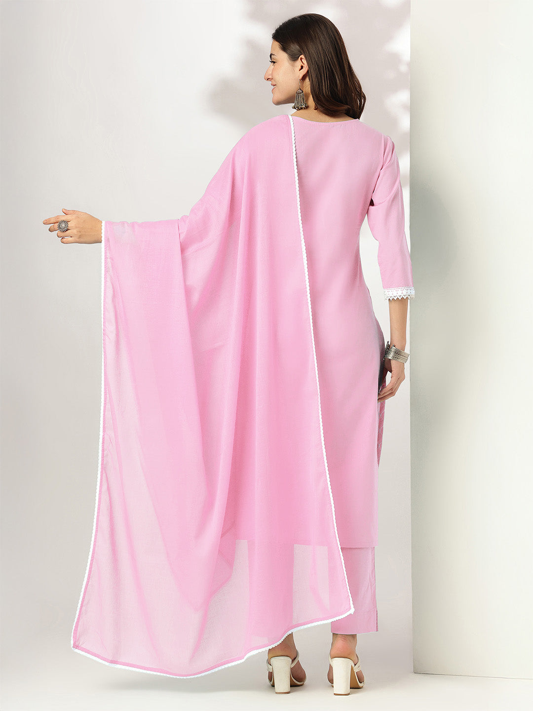 Janasya Light Cotton Embroidered Straight Kurta Set
