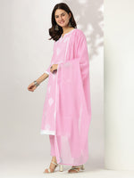 Thumbnail for Janasya Light Cotton Embroidered Straight Kurta Set