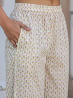 Thumbnail for Janasya Light Cotton Yoke Embroidery A-Line Kurta Set