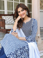 Thumbnail for Janasya Dark Rayon Floral A-Line Kurta Set