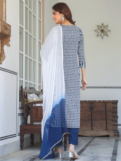 Janasya Dark Rayon Floral A-Line Kurta Set - Distacart