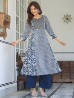 Thumbnail for Janasya Dark Rayon Floral A-Line Kurta Set