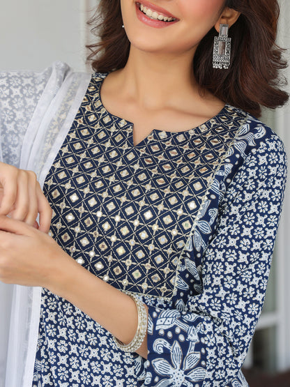 Janasya Dark Rayon Floral A-Line Kurta Set - Distacart