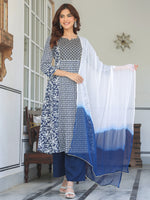 Thumbnail for Janasya Dark Rayon Floral A-Line Kurta Set