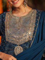 Thumbnail for Janasya Dark Georgette Ajrakh Anarkali Kurta Set