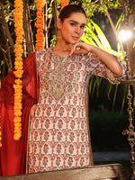 Thumbnail for Janasya Light Georgette Ajrakh Straight Kurta Set