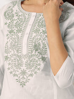 Thumbnail for Janasya Light Cotton Yoke Embroidery Straight Kurta Set