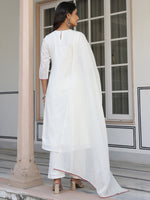 Thumbnail for Janasya Light Cotton Yoke Embroidery A-Line Kurta Set