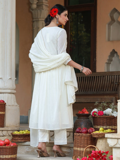 Janasya Light Cotton Embroidered A-Line Kurta Set - Distacart