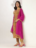 Thumbnail for Janasya Bright Cotton Floral Angrakha Kurta Set