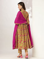 Thumbnail for Janasya Bright Cotton Floral Angrakha Kurta Set