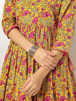 Thumbnail for Janasya Bright Cotton Floral Angrakha Kurta Set