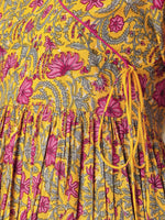 Thumbnail for Janasya Bright Cotton Floral Angrakha Kurta Set