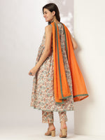Thumbnail for Janasya Light Cotton Floral A-Line Kurta Set