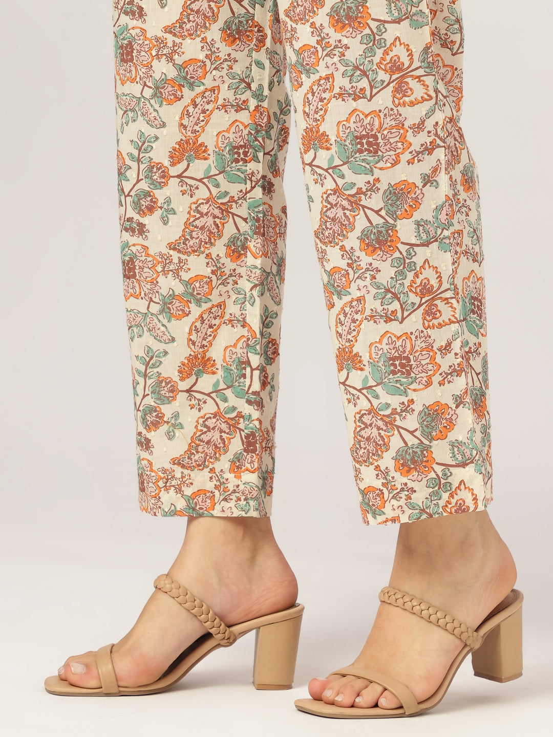 Janasya Light Cotton Floral A-Line Kurta Set