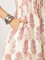 Thumbnail for Janasya Light Cotton Floral A-Line Kurta Set