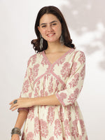 Thumbnail for Janasya Light Cotton Floral A-Line Kurta Set
