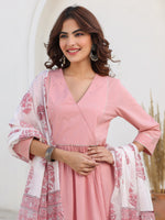 Thumbnail for Janasya Light Cotton Embellished A-Line Kurta Set