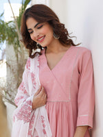 Thumbnail for Janasya Light Cotton Embellished A-Line Kurta Set