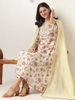 Thumbnail for Janasya Light Cotton Floral Anarkali Kurta Set