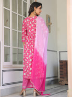 Thumbnail for Janasya Bright Cotton Floral A-Line Kurta Set