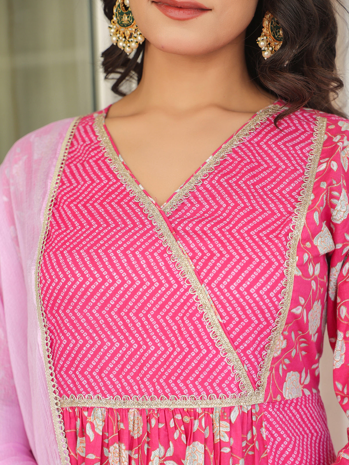 Janasya Bright Cotton Floral A-Line Kurta Set