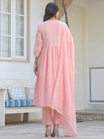 Thumbnail for Janasya Light Cotton Embroidered A-Line Kurta Set