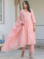 Thumbnail for Janasya Light Cotton Embroidered A-Line Kurta Set