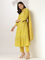 Thumbnail for Janasya Bright Cotton Embroidered Angrakha Kurta Set