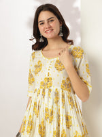 Thumbnail for Janasya Light Cotton Floral A-Line Kurta Set
