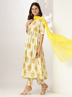 Thumbnail for Janasya Light Cotton Floral A-Line Kurta Set