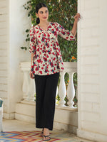 Thumbnail for Janasya Light Cotton Floral A-Line Top