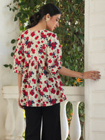 Thumbnail for Janasya Light Cotton Floral A-Line Top