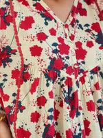 Thumbnail for Janasya Light Cotton Floral A-Line Top
