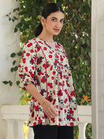 Thumbnail for Janasya Light Cotton Floral A-Line Top