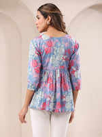Thumbnail for Janasya Light Cotton Floral A-Line Top