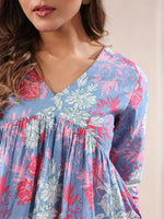 Thumbnail for Janasya Light Cotton Floral A-Line Top