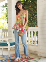 Thumbnail for Janasya Bright Cotton Floral A-Line Top