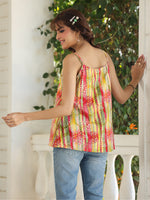 Thumbnail for Janasya Bright Cotton Floral A-Line Top