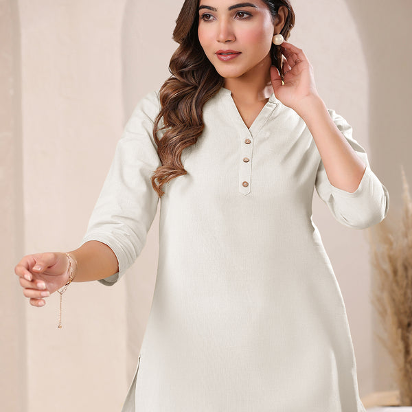 Janasya Light Cotton Solid Straight Top