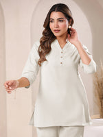 Thumbnail for Janasya Light Cotton Solid Straight Top