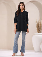 Thumbnail for Janasya Light Cotton Solid A-Line Top