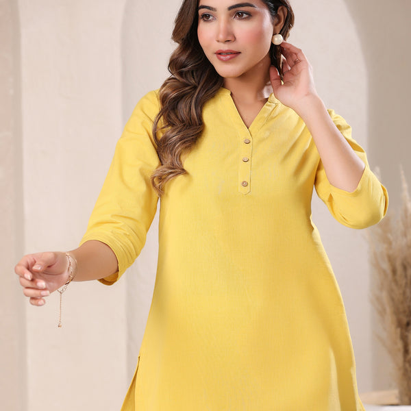 Janasya Light Cotton Solid A-Line Top