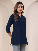 Thumbnail for Janasya Dark Cotton Solid A-Line Top