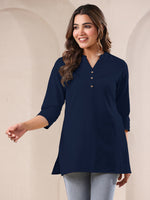 Thumbnail for Janasya Dark Cotton Solid A-Line Top