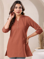 Thumbnail for Janasya Dark Cotton Solid A-Line Top